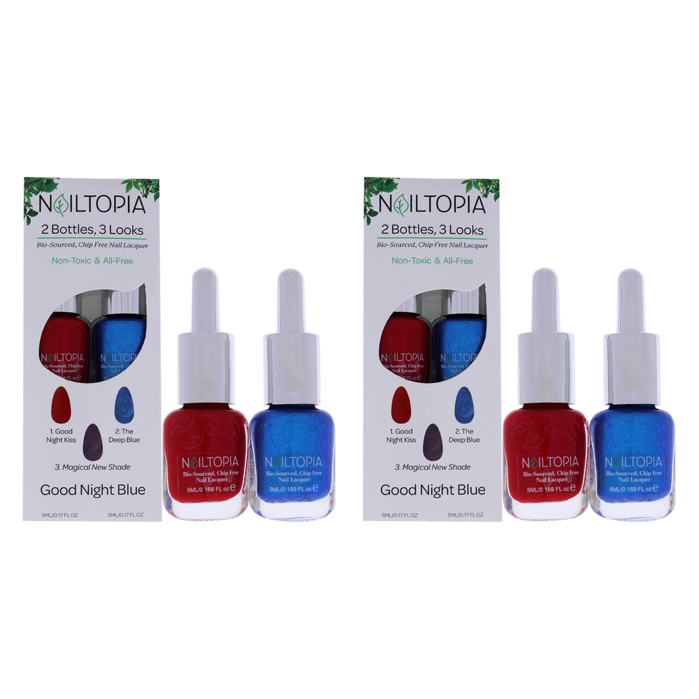 Bio-Sourced Chip Free Nail Lacquer- Good Night Blue by Nailtopia 2 Pc Kit 0.17oz